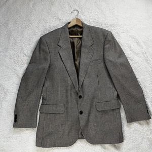 John Clarendon Blazer Men Brown Plaid Classic‎ Suit Coat Jacket 2 Button